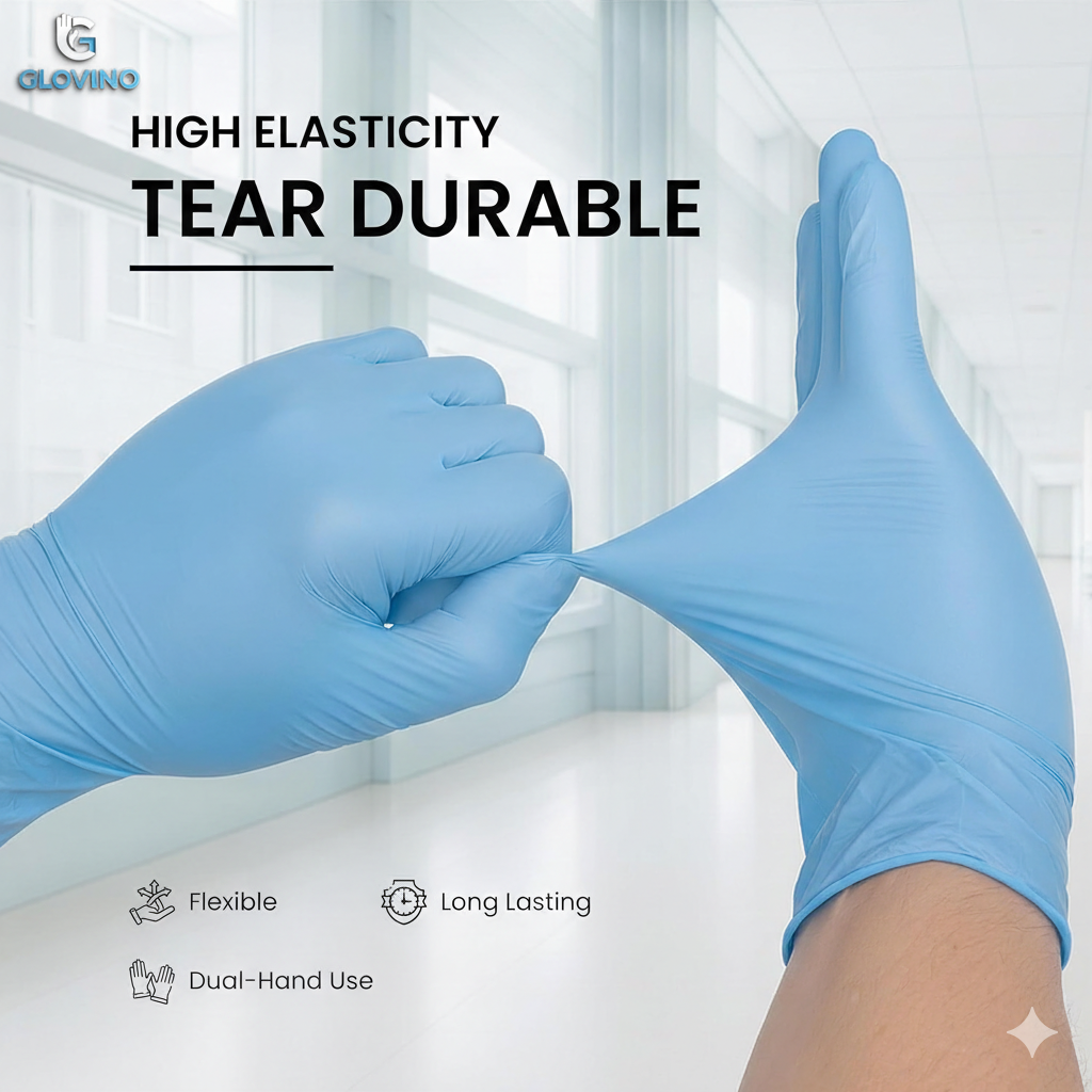 Glovino™ Heavy-Duty Black Nitrile Gloves, Latex Free, Kitchen & Salon Use